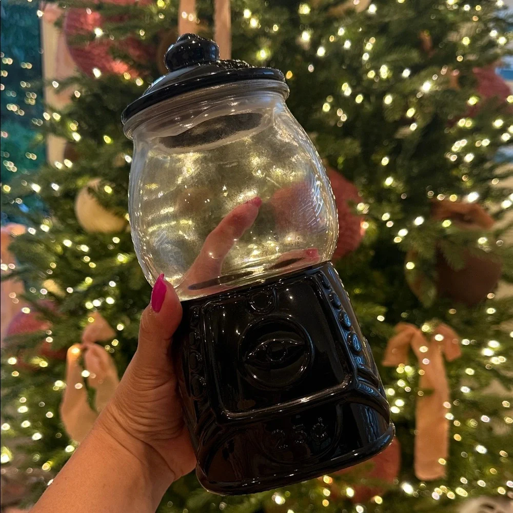 Target Christmas holiday black candy jar glass